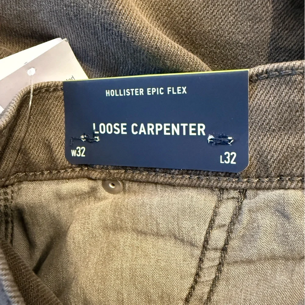 Hollister Brown Epic Flex Loose Fit Carpenter Utility Jeans NWT Size 32x32